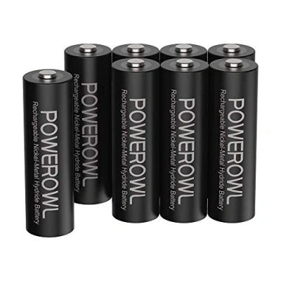 Imagen de Pilas Recargables AA,POWEROWL Alta Capacidad 2800mAh 1.2V NI MH AA Baja Autodescarga para Equipos Domésticos(Precarga 8 Piezas, 1200 Ciclo)