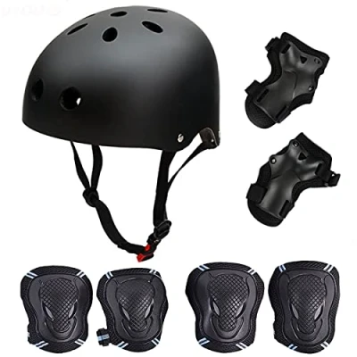 Imagen de tabla de skate casco con los guardias Protective Gear juego rodilleras codo muñeca para niños BMX/Skateboard/Scooter