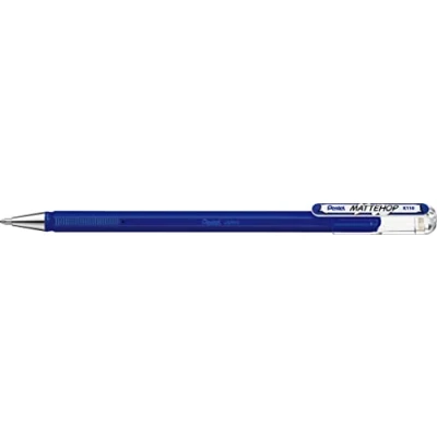 Imagen de Pentel K110 VCX Mattehop Bolígrafo roller de tinta gel con alta opacidad en acabado mate, modelo tapa, 1 unidad, color azul