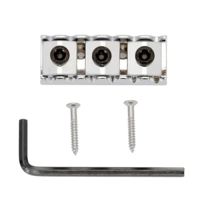 Imagen de Pxyelec 1 tuerca de bloqueo guitarra eléctrica cromada 42 mm para puente Floyd Rose trémolo