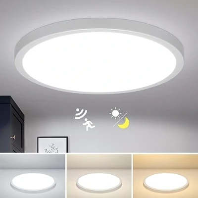 Imagen de Combuh Plafón LED con Sensor de Movimiento Radar, 28W 2800LM Lampara Techo Redondo Crepuscular, 3000K/4000K/6000K Ø30CM luz para Pasillos Escaleras Garaje Balcón