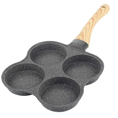 Imagen de Sarten para Pancakes, 4 Agujeros Molde Sartén Tortitas, Tortilla Patatas Antiadherente, Cocina de Desayuno Bistec Frito Doble Cara 14.4x7.7x1inch