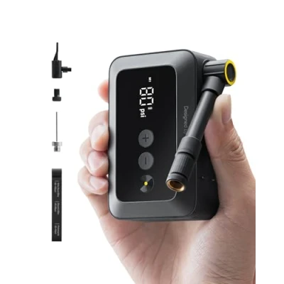 Imagen de HOTO Compresor de aire eléctrico, bomba bolsillo, inflador neumáticos inalámbrico 150 PSI con pantalla digital, carga USB C, ideal para coche/motocicleta/bicicleta/pelota