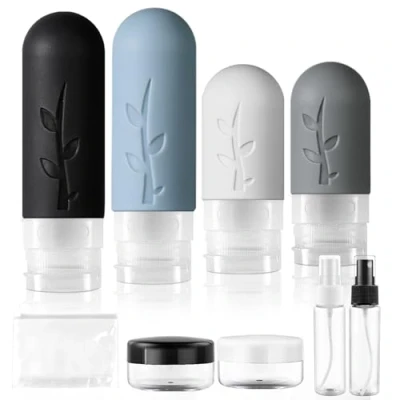 Imagen de AiQInu Juego De Botellas Viaje, 8 Pack Viaje Silicona 90ml 60ml, Botes Rellenables A Prueba Fugas Para Gel, ChampúS, Lociones Y ArtíCulos Tocador, Sin BPA