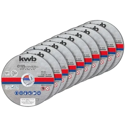 Imagen de kwb Discos de corte fino angular, Disco separación para acero inoxidable en caja almacenamiento, 125 x 1.0 22.23, Diámetro mm