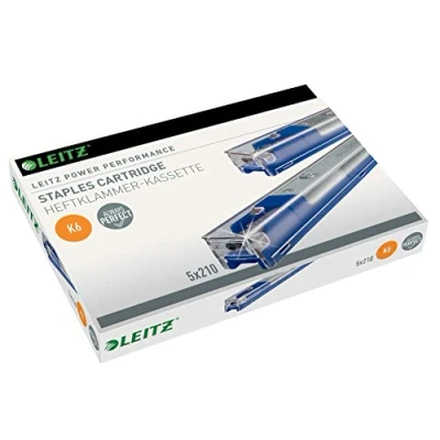 Imagen de Leitz PETRUS 55910000 Caja 5 cartuchos grapas galvanizadas para gruesos k6 azul (25 hojas) modelos 5550 y 5551