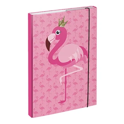 Imagen de Baagl carpeta para mochilas escolares A4 niños con goma elástica y solapas internas, niñas (flamenco)