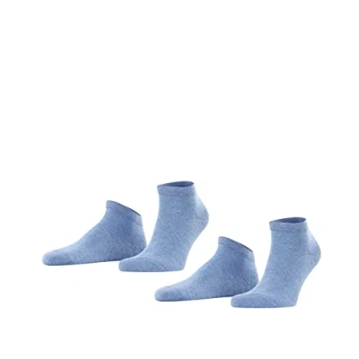 Imagen de FALKE Happy 2 Pack M SN algodón corte unicolor pares, Calcetines cortos Hombre, Azul (Light Denim 6660), 39 42