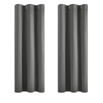 Imagen de Deconovo Cortinas de Salón Térmicas Aislantes Dormitorio para Habitacion Moderna con Ojales 2 Piezas 107x138 cm Gris Claro