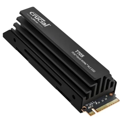 Imagen de Crucial T705 SSD 4TB PCIe Gen5 NVMe M.2 Interno Gaming con Disipador Premium, Hasta 14.100MB/s, Microsoft DirectStorage, Compatibilidad 4.0, Disco Duro CT4000T705SSD5
