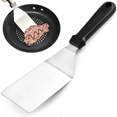 Imagen de Espátulas, Utensilios de Cocina y Grill, Espátula Barbacoa para Disco Barbacoa, Placa Fuego o Cocina, Acero Inoxidable con Mango Resistente al Calor
