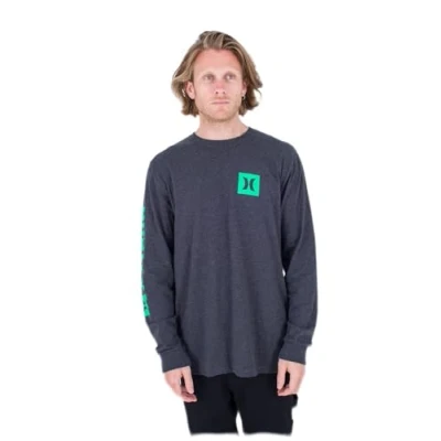 Imagen de Hurley Evd The Box LS Camiseta, Brezo Negro, L para Hombre