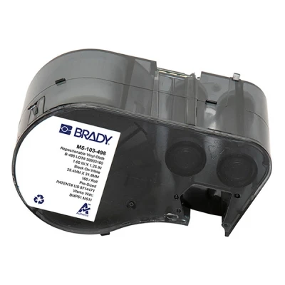 Imagen de BMP51 Brady M5 103 498 etiquetas de tejido vinilo negro sobre blanco 31,75 mm x 25,4