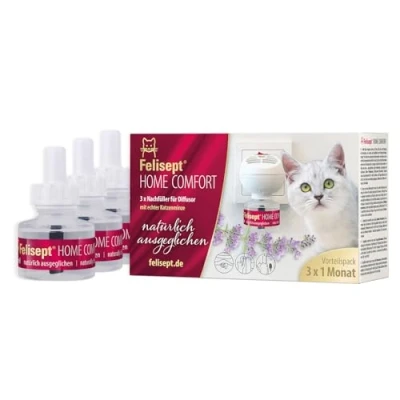 Imagen de Felisept Home Comfort Repuestos 3x 45ml Con Hierba Gatera Natural sin Feromonas Para Gatos Reduce El Comportamiento Indeseable, Estrés Y La Inquietud En Casa Relajación Los