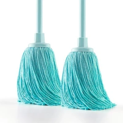 Imagen de Blue Dolphin Pack 2 fregonas de Microfibra reciclada Super absorbentes con Rosca Universal Cabezal Extragrande 22 cm sostenibles y Resistentes para Limpieza Suelos hogar