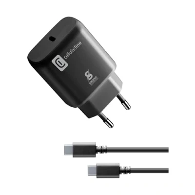 Imagen de Cargador CellularLine Charger, 25 W, USB C, Universal, 0.10 m, Negro