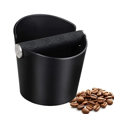 Imagen de Café Knock Box, Coffee Box Posos Cafe Cajon para de Caja Barista Absorbente Golpes con Barra Golpe Metal Extraíble y Base Antideslizante
