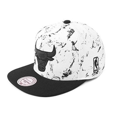 Imagen de Mitchell &amp; Ness Hombres Gorras/Gorra Snapback White and Black Marble Chicago Bulls