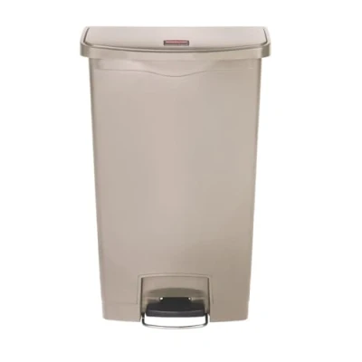Imagen de Rubbermaid Commercial Products Slim Jim 1883460 Contenedor con pedal frontal, capacidad de 68 l, beige