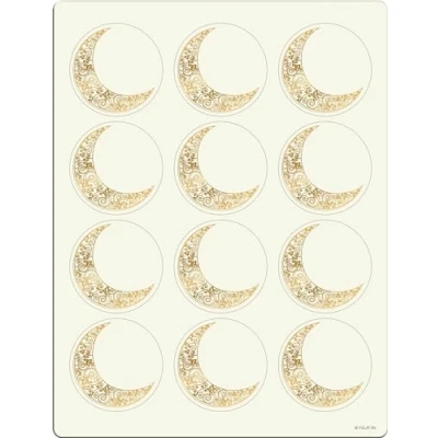 Imagen de Folat B.V. Mubarak Pegatinas de Nombre Regalo 12 Piezas Ramadán Decoración con Clásico Estrellas Luna Fitr y Eid Al Adha, Multicolor (24899)