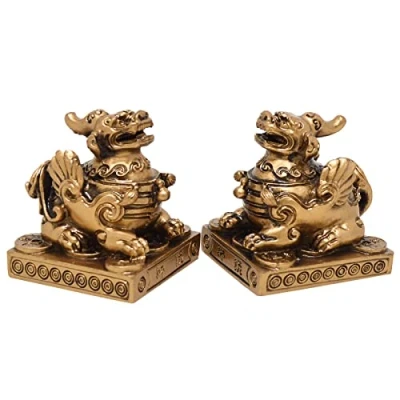Imagen de Feng Shui Par de figuras estatua Pi Xiu/Piyao + pulsera cuerda roja Mxsabrina J1027