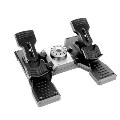 Imagen de Logitech G Saitek Pro Flight Rudder Pedals, Timón/Pedales para Vuelo y Freno Simullación de Vuelo, Centrado Automático, Tensión Ajustable, USB, PC Negro