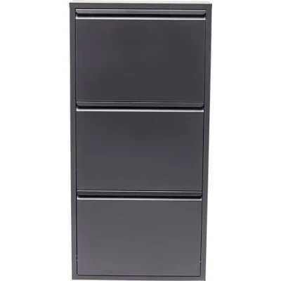 Imagen de Kare Design Mueble zapatero Caruso antracita, con 3 solapas, para 6 pares de zapatos, cajonera estrecha almacenamiento, estrecho, pasillo, perchero 103x50x14 cm
