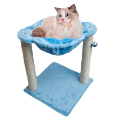 Imagen de TresGatos Árbol Poste Rascador Gatos cerramiento Hamaca Cama Felpa Fabricado España Torre (Azul)