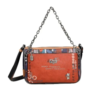 Imagen de Anekke Bolso 3 en 1 de Mujer Polipiel con Asas, Bandolera y Cierre Cremallera Contemporary Accesorios Complementos Medidas 28x20x9 cm