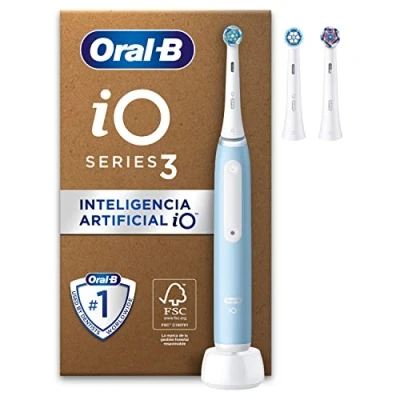 Imagen de Oral B iO 3 Cepillo de Dientes Eléctrico con Mango Recargable y Cabezales Recambio, Diseñado Por Braun, Regalos Originales para Mujer Hombre Azul