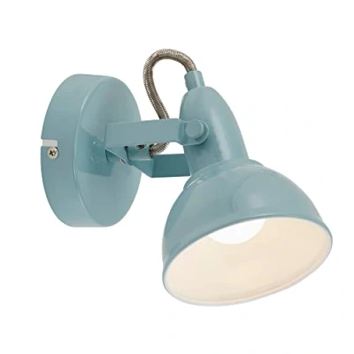 Imagen de BRILONER Lámpara de pared, diseño industrial/retro, iluminación salón clásica, E14, máx. 40 W, 15.6 x 10 cm, color Blanco Menta , aplique pared interior, lampara