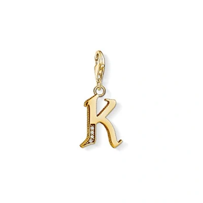 Imagen de Thomas Sabo Colgante de Mujer, Plata Ley 925 con Circonitas Blancas, Dorado, 6 cm, Letra K