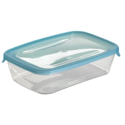 Imagen de Curver 180690 Fresh&#039; N Go Fiambrera hermética de Polipropileno, Rectangular, Color Transparente/Azul, Transparente y Azul, 1 L