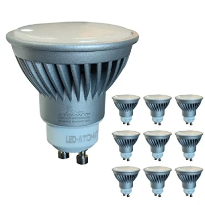 Imagen de LED ATOMANT Pack 10x Bombilla GU10 7W Regulable. Color Blanco Frio (6500K). 680 lumenes reales. 120 grados de apertura. Recambio bombillas 65W.