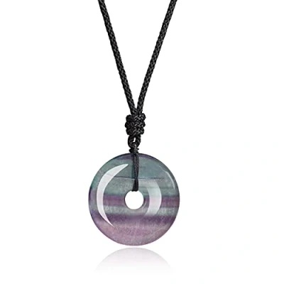 Imagen de COAI Collar Ajustable con Colgante Buñuelo Ping&#039;an Kou de Fluorita para Hombres y Mujeres