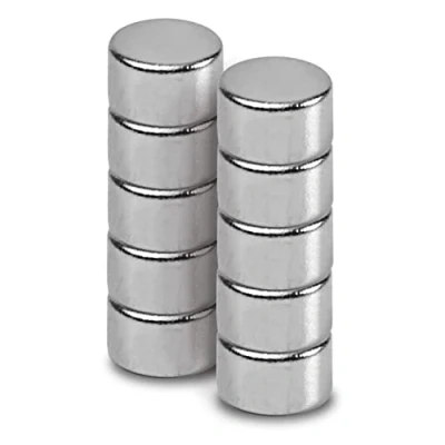 Imagen de MAUL Imán de neodimio 5 x 3 mm diámetro (10 unidades), imanes para un uso versátil, redondo con diseño elegante y moderno, fuertes placa magnética, cinta plata