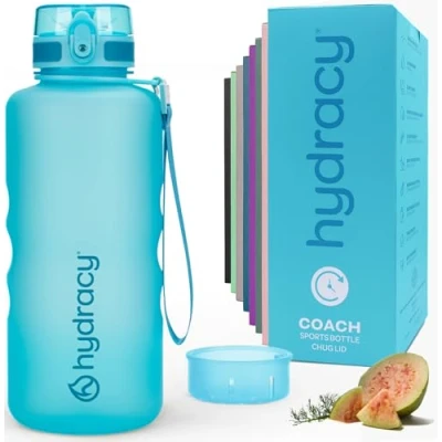Imagen de Hydracy Botella de Agua con Marcador Tiempo 2 L Deportiva sin BPA Gimnasio Antifugas Funda Antitranspirante e Colador Infusión