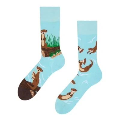 Imagen de Dedoles Calcetines Unisex Hombre Mujer y Niños Algodón muchos diseños divertidos diferente izquierda derecha, color: Azul, diseño: Nutrias, tamaño: 39 42