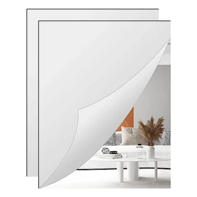 Imagen de TSKDKIT 2 Piezas Espejos Adhesivos Pared Espejo sin Vidrio Acrílico Adhesivo 40 x 30cm de Grandes Marco para Armarios Sala Estar, Baño, Dormitorio
