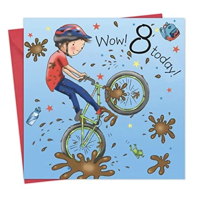 Imagen de Twizler 8e carte d&#039;anniversaire pour garçon avec Vélo huit ans Âge 8 enfants garçons Joyeux anniversaire