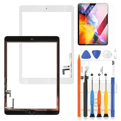 Imagen de LADYSON pantalla táctil para iPad Air 1 1st 9.7 2013 digitalizador 5 A1474 A1475 A1476 reemplazo kit de reparación con botón inicio (no LCD) (blanco)