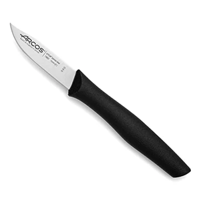 Imagen de Arcos Cuchillo pelador Acero Inoxidable Nitrum. para pelar Frutas y Verduras. Mango ergonómico Polipropileno Hoja 70 mm. Innovación, Elegancia. Serie Nova. Color Negro.