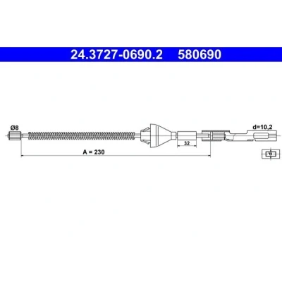 Imagen de ATE 24.3727 0690.2 Cable de Freno Mano 230 FORD: FOCUS 3