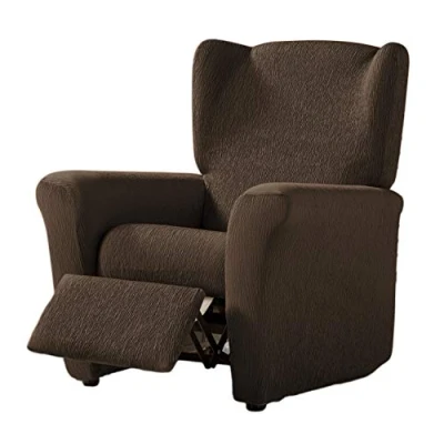 Imagen de Estoralis Beta Funda Sillon de Diseño Moderno Tejido Elastico Chocolate para Relax 70 a 90 cm. Protector Adaptable Todo Tipo Sillones