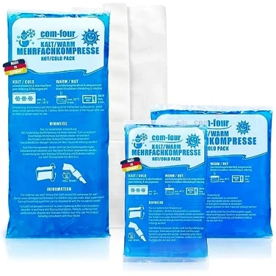Imagen de com four® 3X Compresas Multiuso en Tres tamaños, con Funda de vellón Frío/Calor Reutilizables Set Económico Apto para Microondas Made in Germany (3 Piezas)