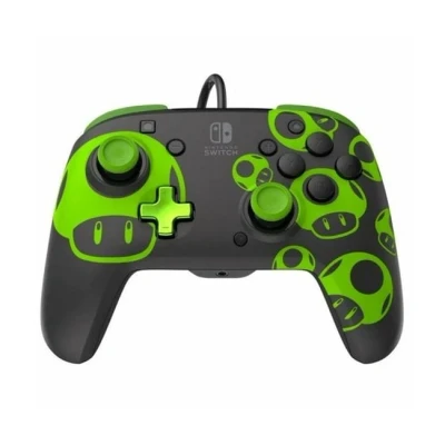 Imagen de Mando Nintendo Switch PDP 1 Up Glow in The Dark Rematch, Para y OLED, Alámbrico, Con cable, Brilla en la oscuridad, Negro Verde