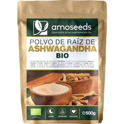 Imagen de Ashwagandha en Polvo BIO 500G 100% Withania Somnífera orgánica, Ginseng Indio, Ayurveda Estrés, Sueño, Adaptógena Primera Calidad