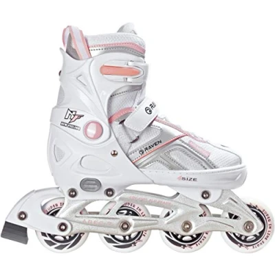 Imagen de Raven Patines en línea Pulse Ajustables, Color Blanco y Rosa., 37 40(23,5cm 26cm)