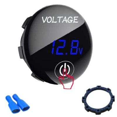 Imagen de Intckwan DC 12 V 24 Mini LED Digital Voltmeter Waterproof Voltage Meter Battery Tester for Car Boat Marine Motorcycle Truck RV ATV UTV with Blue Light Screen Touch Display Panel…