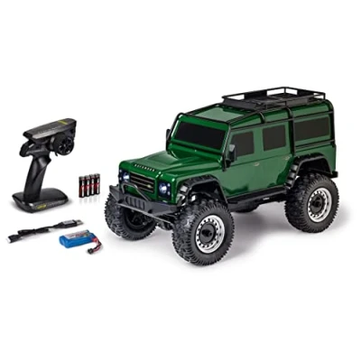 Imagen de Carson 500404236 1:8 Land Rover Defender 100% RTR British Vert Voiture radiocommandée, véhicule RC, Batteries et radiocommande incluses, Vitesse km/h, Temps de conduite 20 min